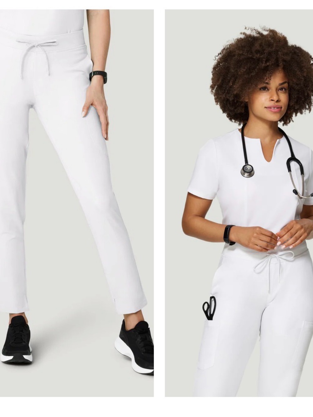 Mandala Women’s White Drawstring Medical Scrub Pants and Top size M, NWT